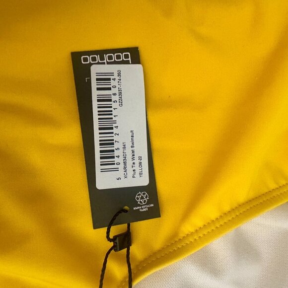 Boohoo Plus Tie Waist Swimsuit | Yellow | Size 22 | NWT - Picture 4 of 4